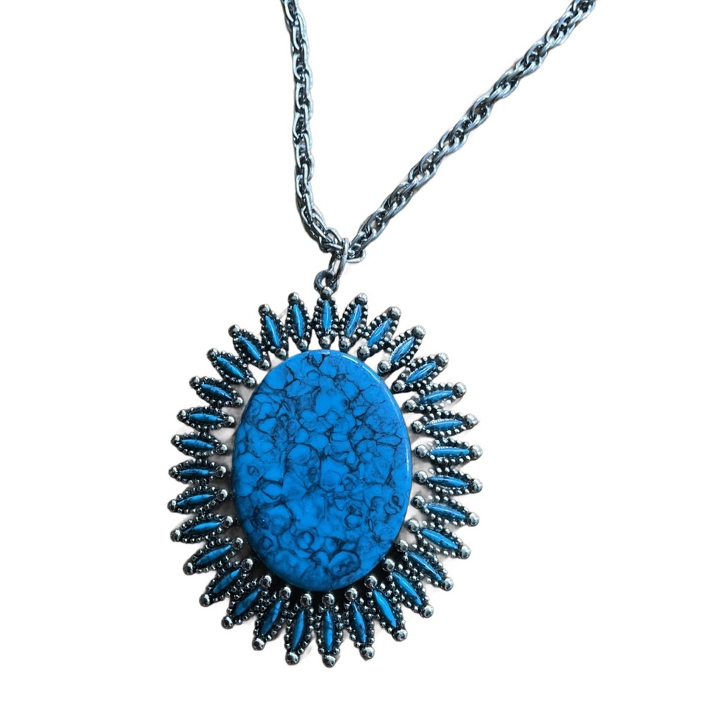 Sarah Coventry Necklace 30” Blue Stone